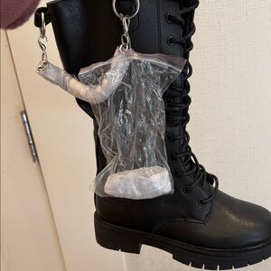 Black Lace-Up Combat Boots